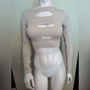 Garage Long Sleeve Cut-Out Crop Top